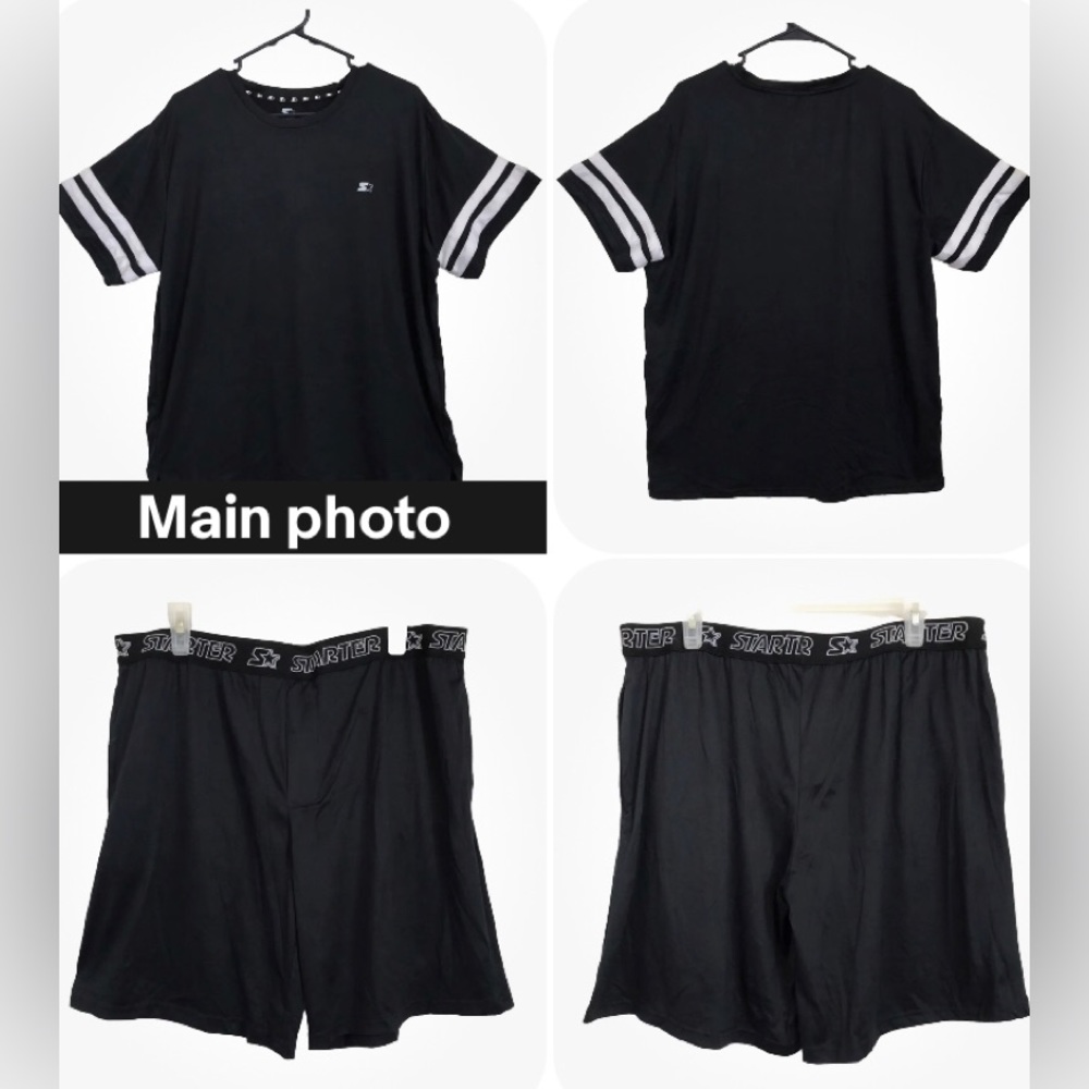 STARTER BLACK LABEL 2 PC PJ Set Size XL Mens Black Classic Fit Sleepwear New